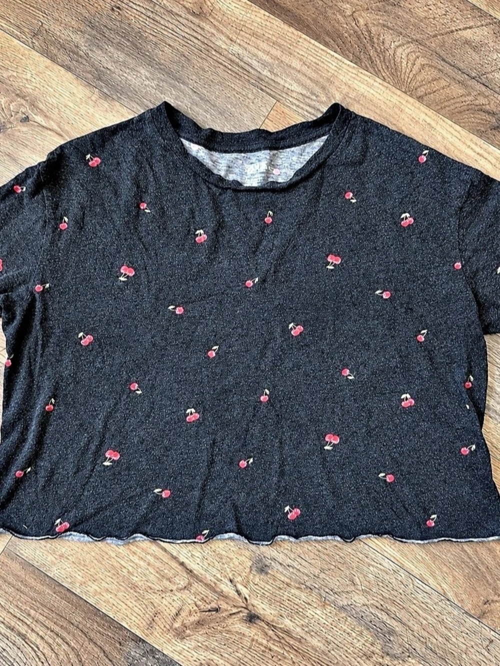 PINK Floral Short Sleeve Tee in Black